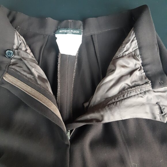 Antonio Fusco Milano Vintage SZ 4 - 2 Piece Pant Suit Chocolate Brown 100% Wool - Picture 14 of 16